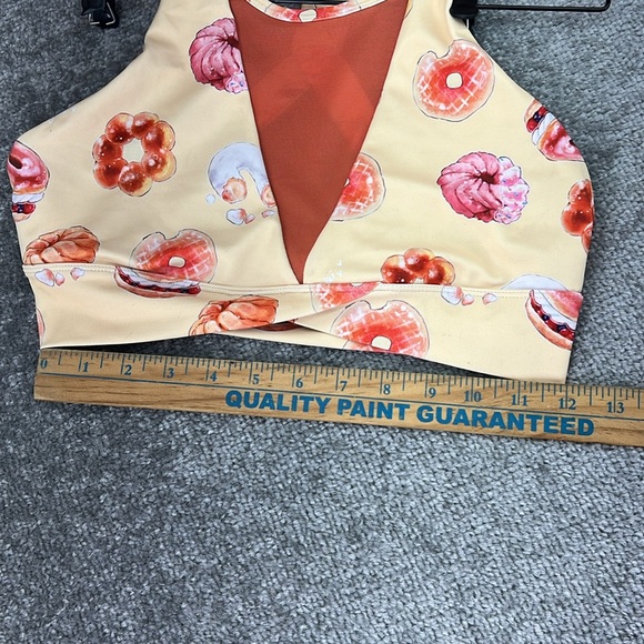 Iron Yokai Athletic Active Sports Bra Work Out Yellow Orange Mesh Floral Women S - Picture 7 of 12